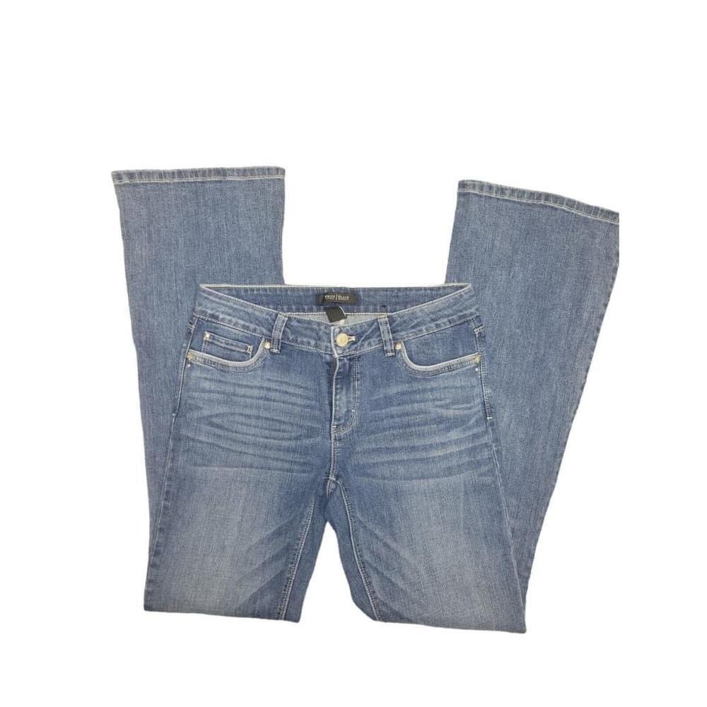 White House Black Market WHBM Skinny Flare Jeans Size 4 R Women Jewel Accent